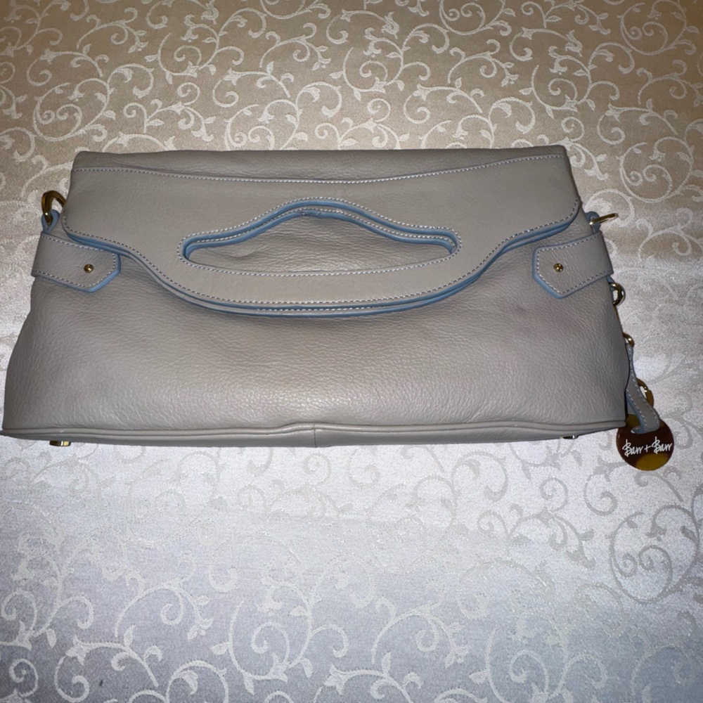 Barr & Barr Gray Leather Fold Over Bag - Picture 2 of 16
